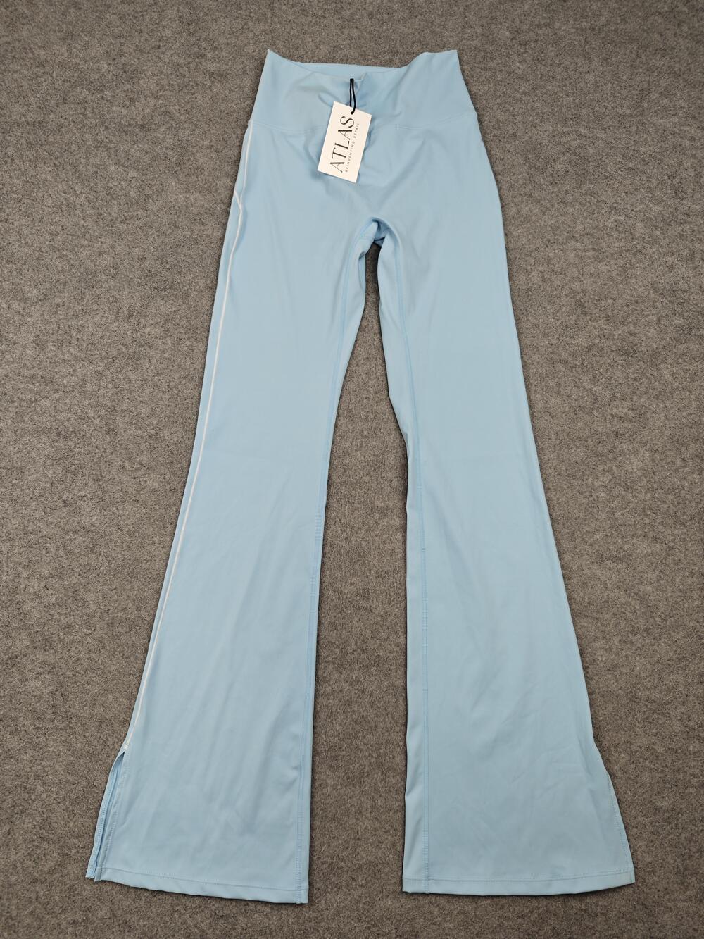 Atlas Leggings Womens Medium Blue Ankle Bloom Flared Elastic Waist Yoga